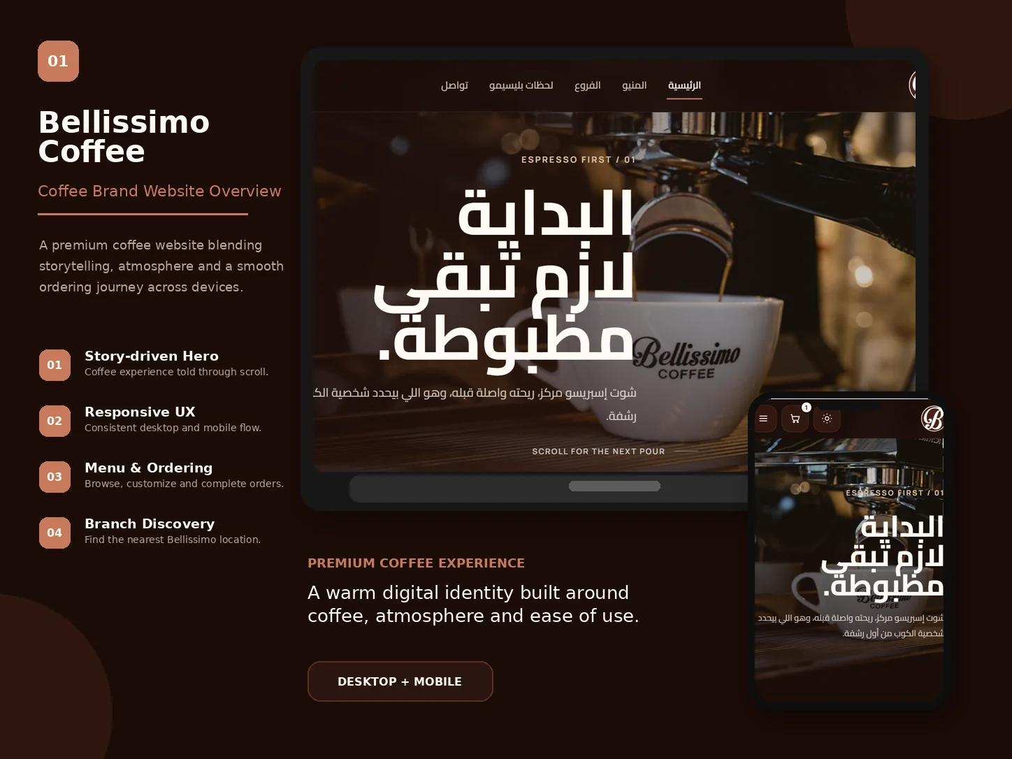 Bellissimo Coffee website overview